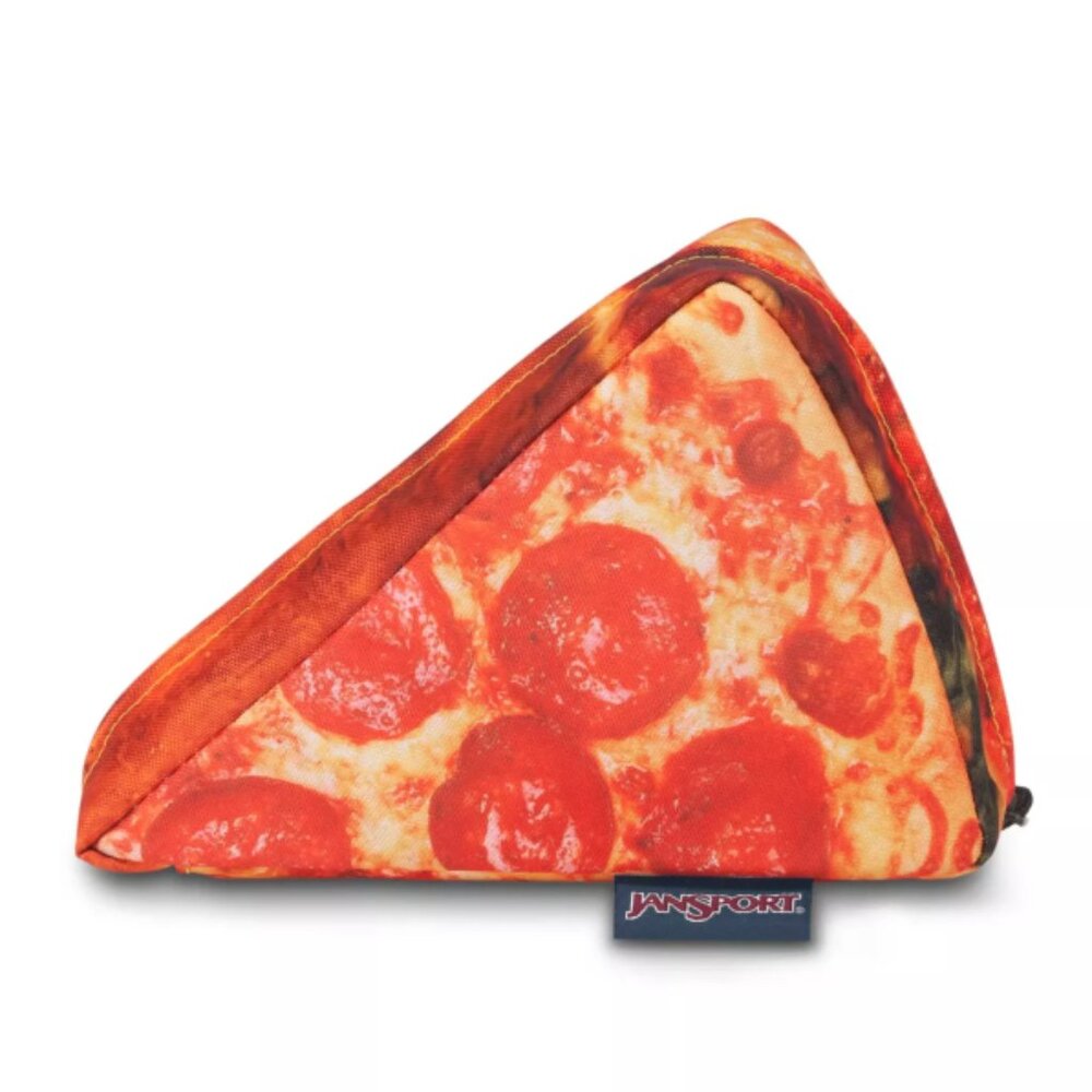 Jansport Pepperoni Deep Dish Pizza Pie Shaped Pouch Zippered Clamshell Accessory